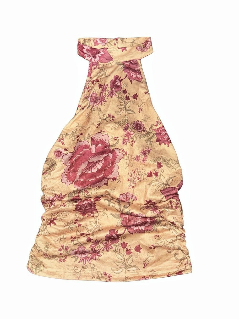 Floral Halter Mini Dress in Yellow & Pink
